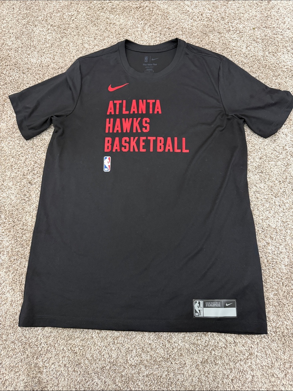 Nike Black Atlanta Hawks Basketball Tee with Red Logo